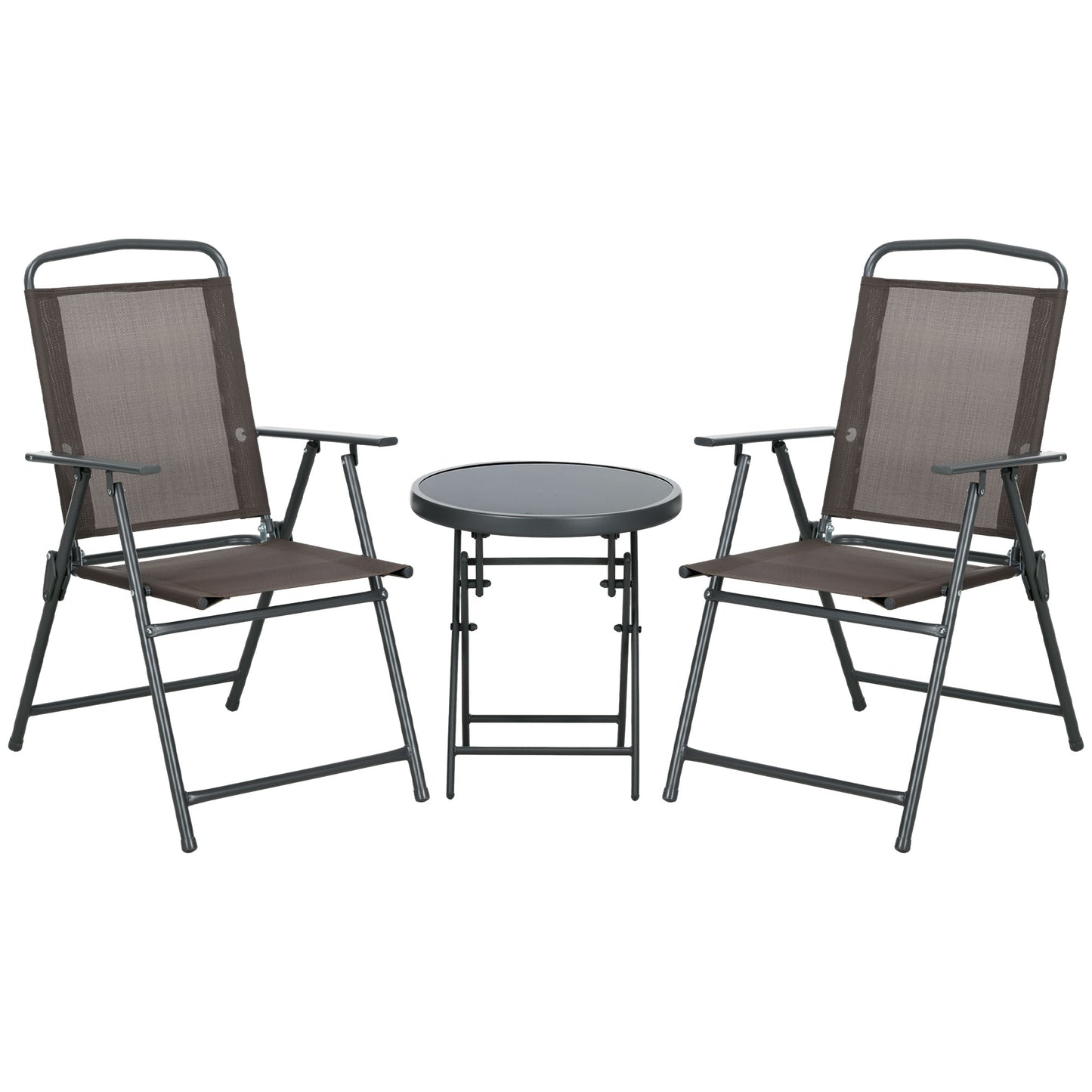 Photo of Outsunny Three-Piece Garden Seat Set, with Glass-Top Table - Brown in Brown colour on a white background