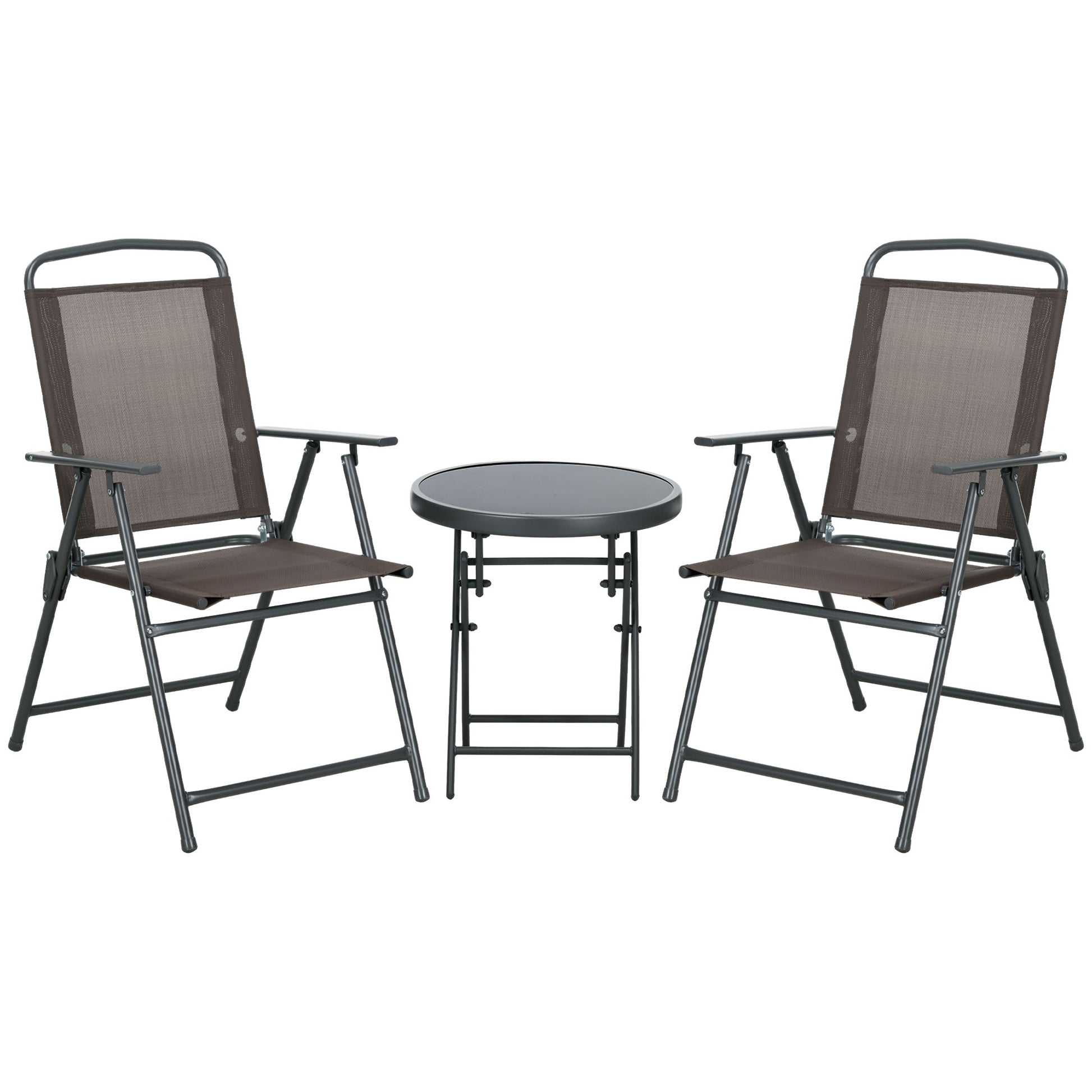 Photo of Outsunny Three-Piece Garden Seat Set, with Glass-Top Table - Brown in Brown colour on a white background