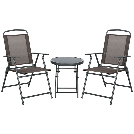 Photo of Outsunny Three-Piece Garden Seat Set, with Glass-Top Table - Brown in Brown colour on a white background