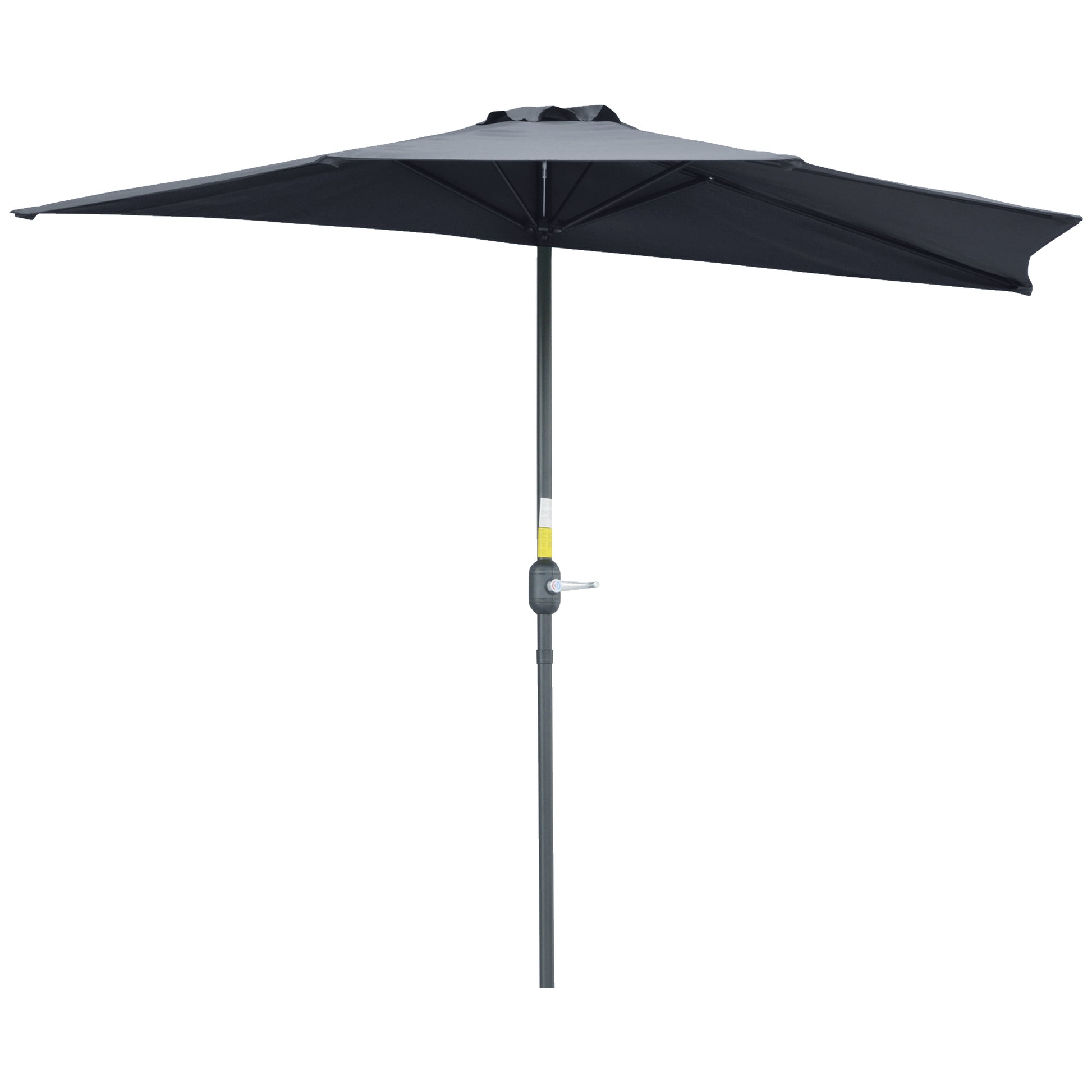 Photo of Outsunny 2.7m Garden Half Parasol, Outdoor Balcony Umbrella with 5 Steel Ribs, Patio Sun Shade, Grey in Grey colour on a white background