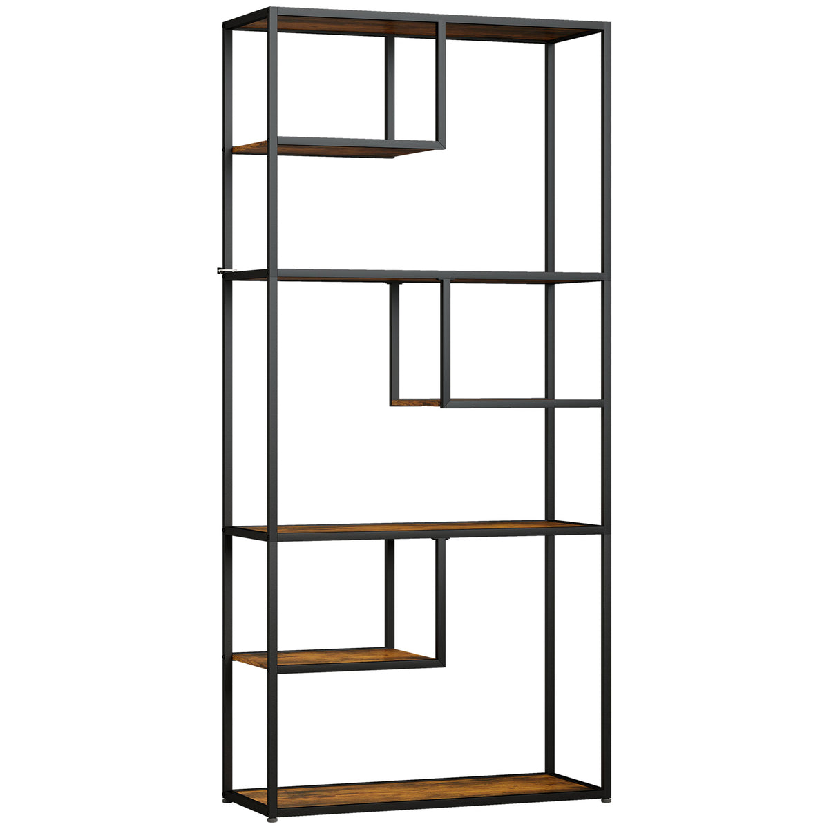 Photo of HOMCOM Industrial Bookcase Shelf, 6 Tier Metal Shelving, Storage Shelves for Living Room, Home Office, Bedroom, Rustic Brown in Brown colour on a white background