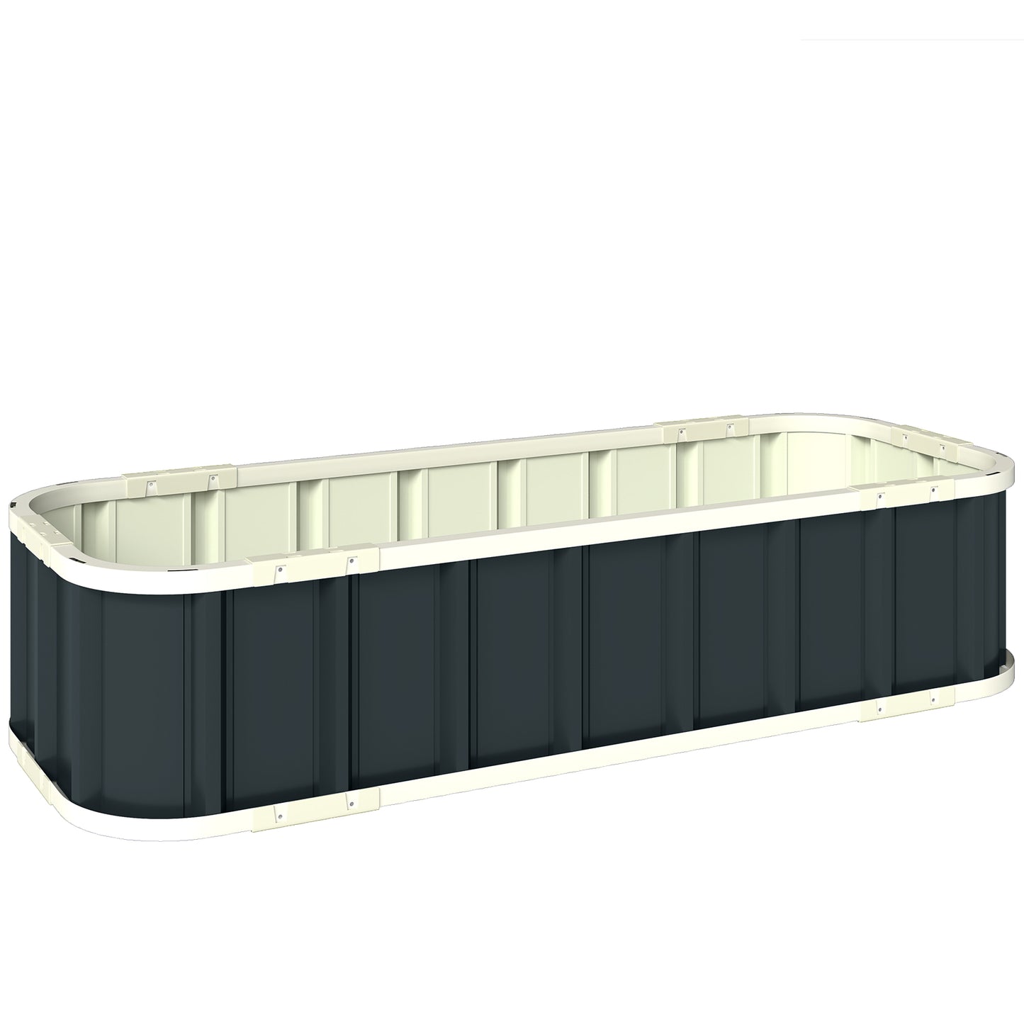 Photo of Outsunny Galvanised Raised Garden Bed, 4.5 x 2 x 1 ft Metal Planter with Gloves and Folded Edging, Dark Grey in Grey colour on a white background