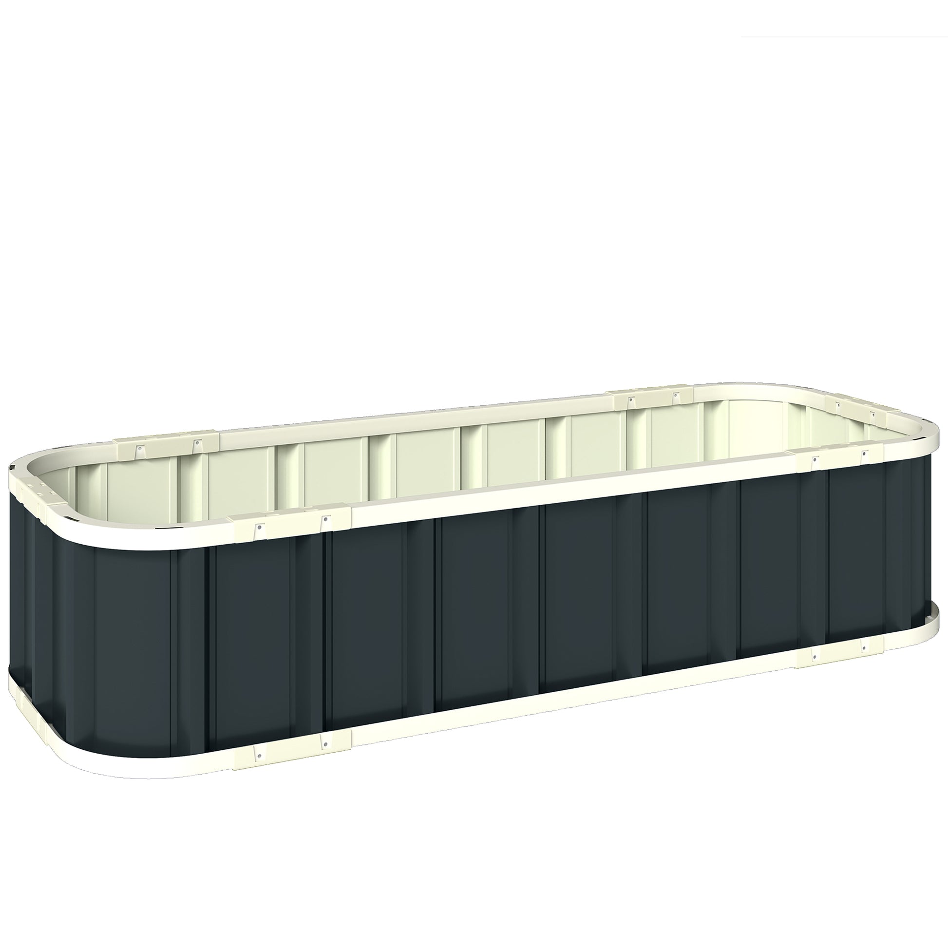 Photo of Outsunny Galvanised Raised Garden Bed, 4.5 x 2 x 1 ft Metal Planter with Gloves and Folded Edging, Dark Grey in Grey colour on a white background