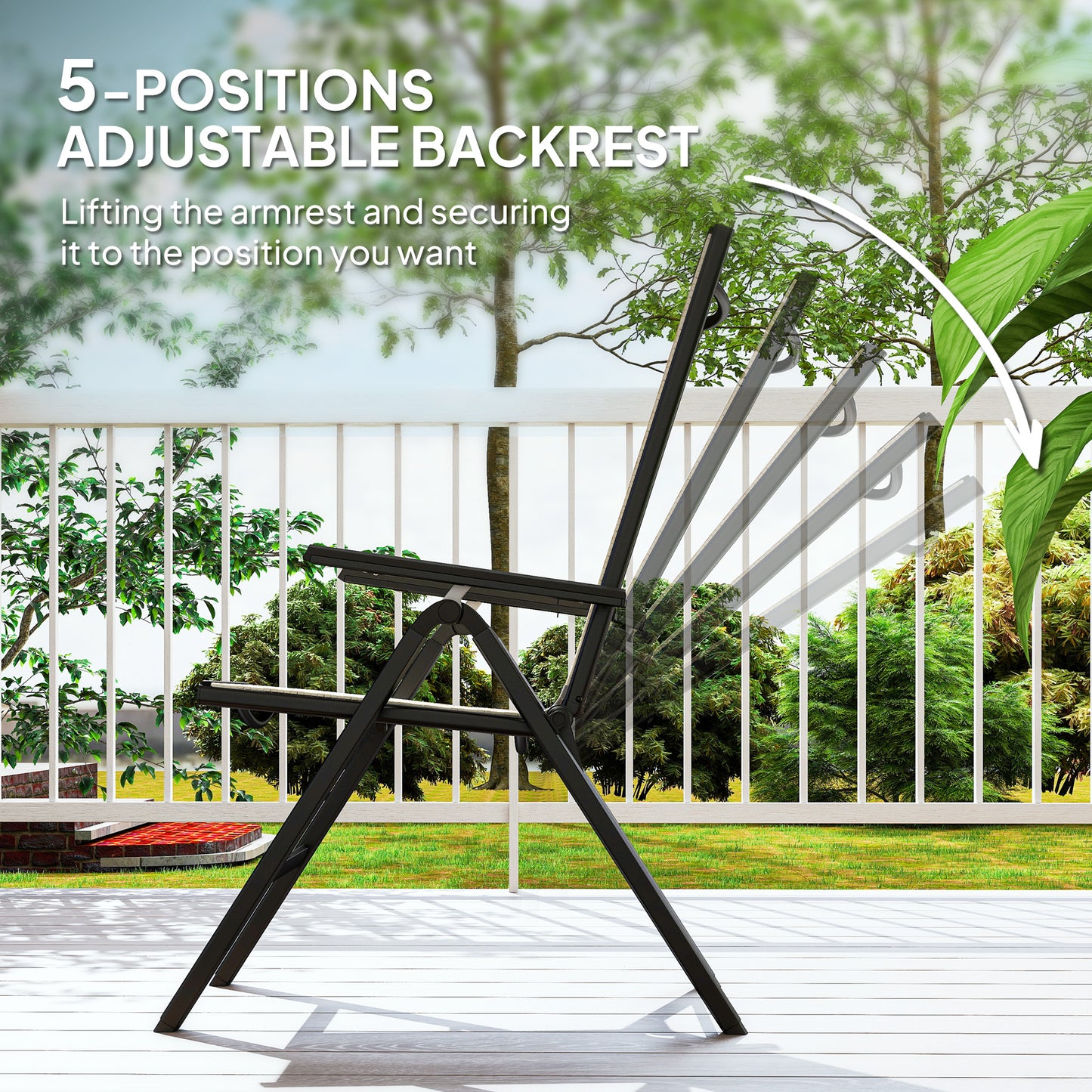 Outsunny Rattan Reclining Garden Chairs - Black