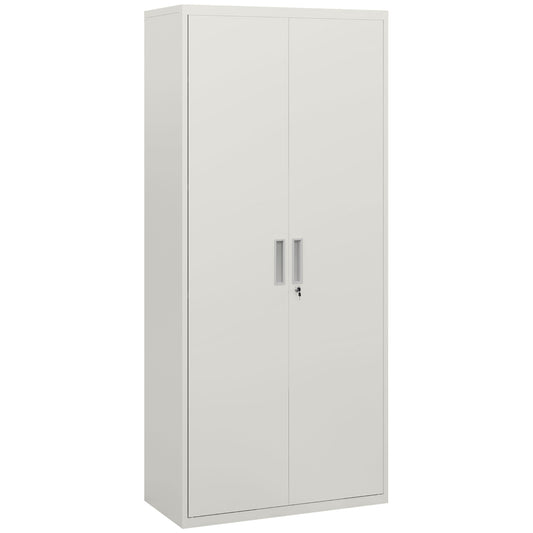 Photo of HOMCOM Five Shelf Lockable Steel Office Cabinet - White in White colour on a white background