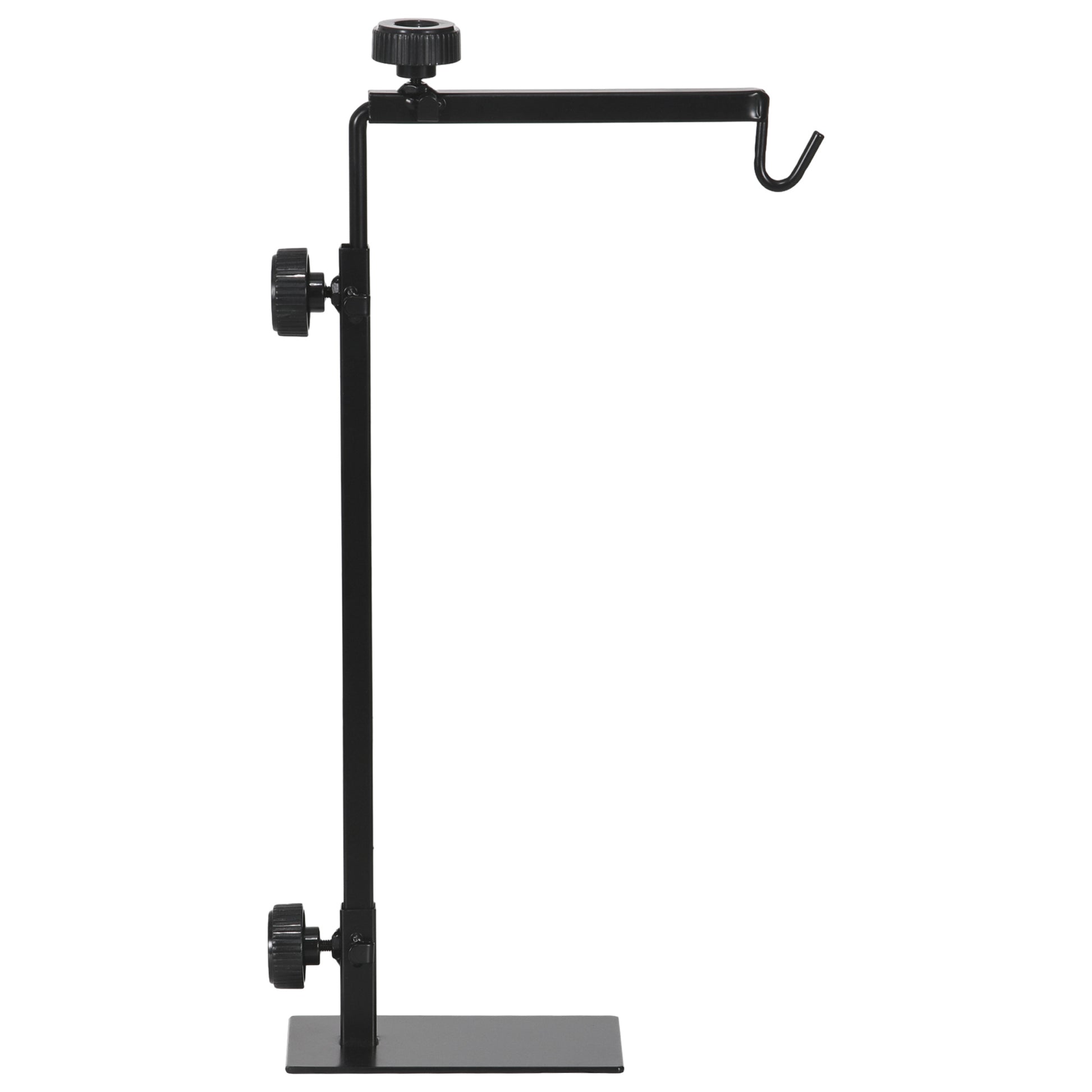 Photo of PawHut Adjustable Height and Length Reptile Lamp Stand Holder with Hook Hanging, Base - Black in Black colour on a white background