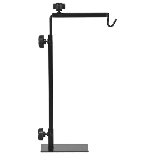 Photo of PawHut Adjustable Height and Length Reptile Lamp Stand Holder with Hook Hanging, Base - Black in Black colour on a white background