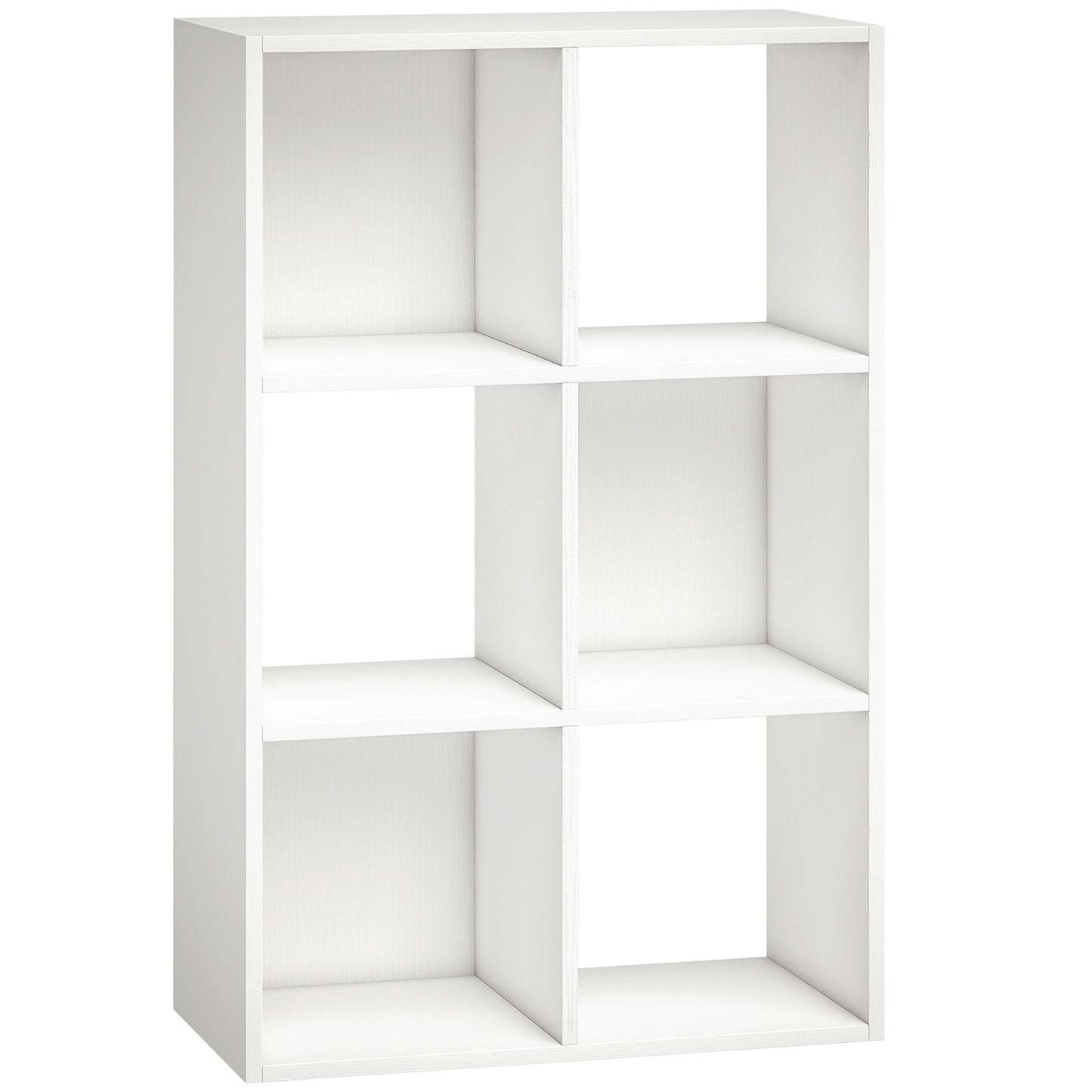 Photo of HOMCOM Industrial Style Storage Shelf, Bookcase, Bookshelf with 6 Compartments, for Living Room, Home Study, White Wood Effect in Effect colour on a white background