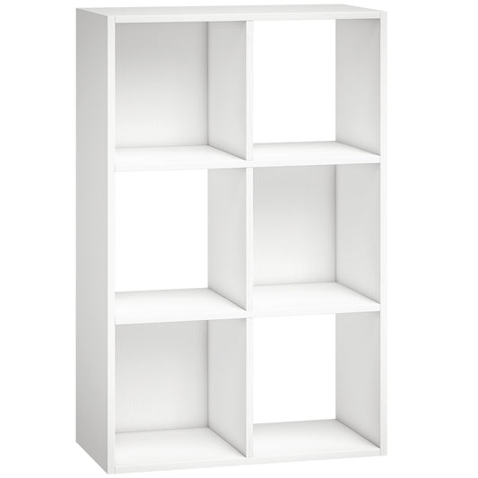 Photo of HOMCOM Industrial Style Storage Shelf, Bookcase, Bookshelf with 6 Compartments, for Living Room, Home Study, White Wood Effect in Effect colour on a white background