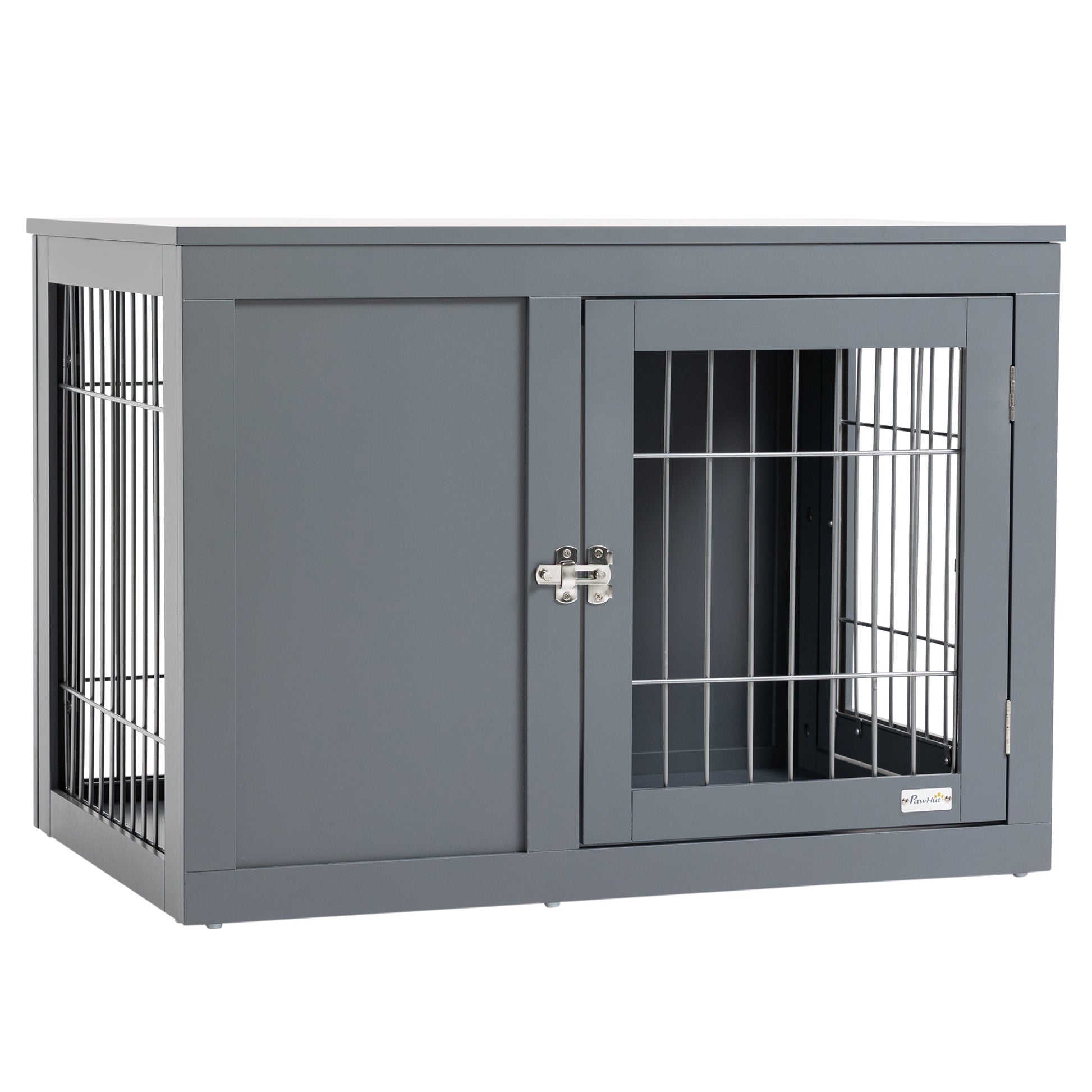 Photo of PawHut Furniture Style Dog Crate for Small and Medium Dogs, End Table Pet Cage with Two Lockable Doors - Grey in Grey colour on a white background