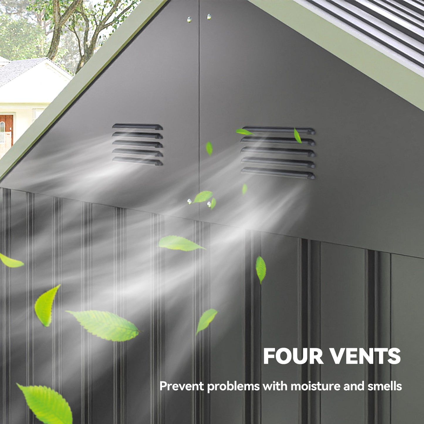 Outsunny 8 x 6 ft Galvanised Garden Shed, Outsoor Metal Storage Shed with Double Doors Window Air Vents, Grey