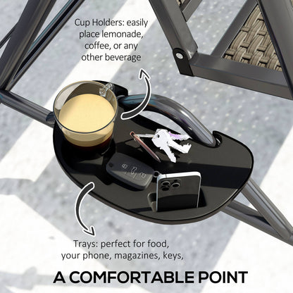Outsunny swing chair side tray with cup holders and space for a phone and keys