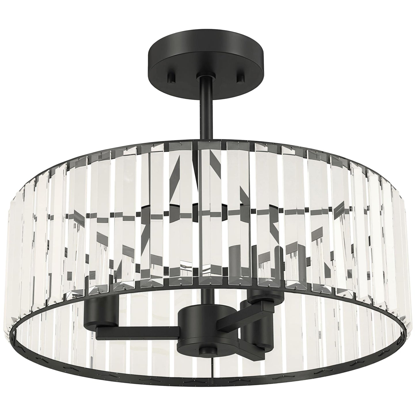 Photo of HOMCOM Crystal Ceiling Light, Semi Flush Mount Modern Crystal Chandelier Ceiling Light, E14 Base 3-Lights, Bulbs Not Included in Included colour on a white background