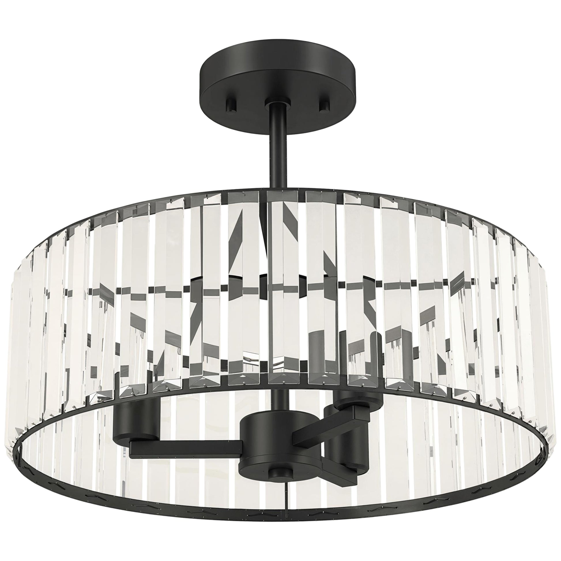 Photo of HOMCOM Crystal Ceiling Light, Semi Flush Mount Modern Crystal Chandelier Ceiling Light, E14 Base 3-Lights, Bulbs Not Included in Included colour on a white background