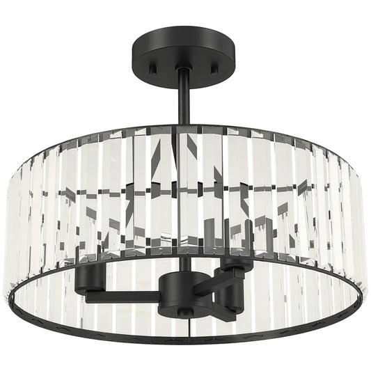 Photo of HOMCOM Crystal Ceiling Light, Semi Flush Mount Modern Crystal Chandelier Ceiling Light, E14 Base 3-Lights, Bulbs Not Included in Included colour on a white background
