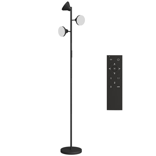 Photo of HOMCOM Three-Lamp Multi-Adjustable Floor Light - Black in Black colour on a white background