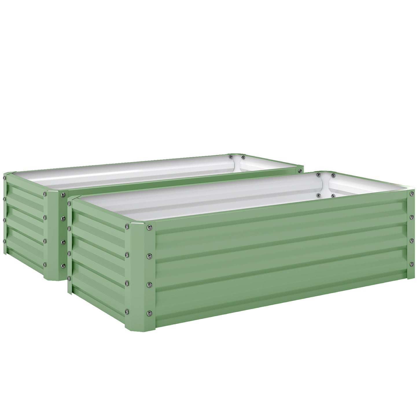 Photo of Outsunny Set of Two 110 x 50cm Steel Planter Boxes -  Light Green in Green colour on a white background