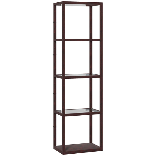 Photo of HOMCOM Four-Shelf Floor Lamp - Dark Brown in Brown colour on a white background