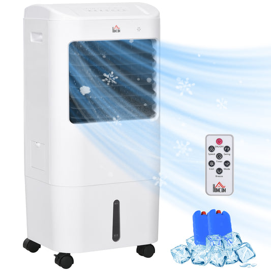 Photo of HOMCOM Portable Air Cooler with 15 Litre Water Tank, Oscillation, LED Display, Remote Control, 7.5 Hour Timer, Evaporative Air Cooler Fan with 3 Speeds, 3 Modes, Ice Packs, for Home Office in Office colour on a white background