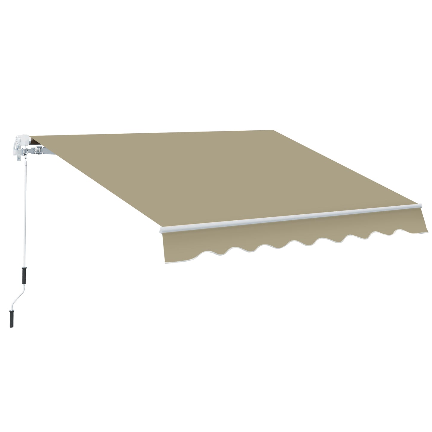 Photo of Outsunny 2.5x2 m Manual Retractable Awning-Khaki Canopy, White Frame in Frame colour on a white background