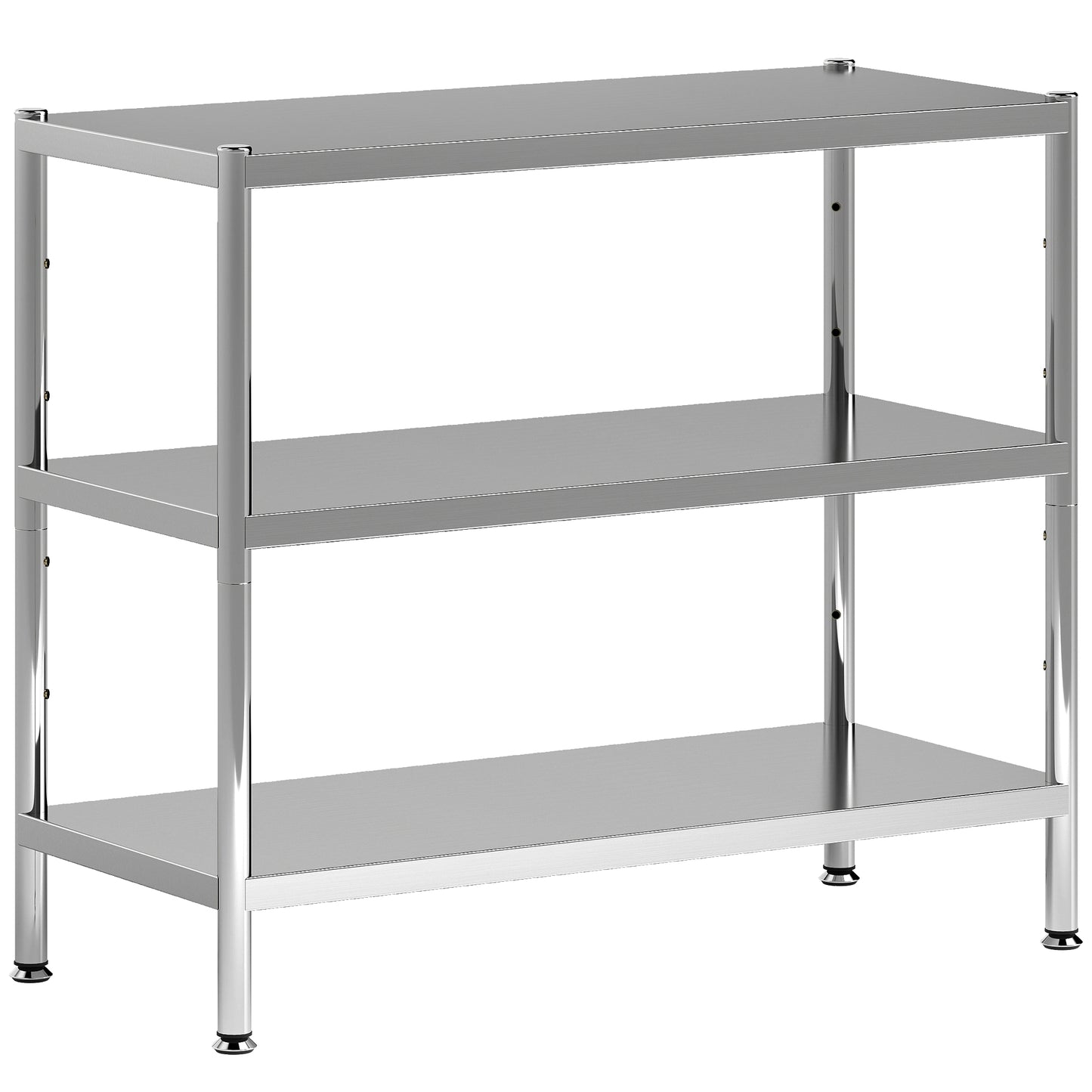 Photo of HOMCOM 3-Tier Bakers Rack with Storage, Stainless Steel Microwave Stand with Adjustable Shelves for Small Spaces, Kitchen Storage Unit for Spices, Pots and Pans, Silver Tone in Tone colour on a white background