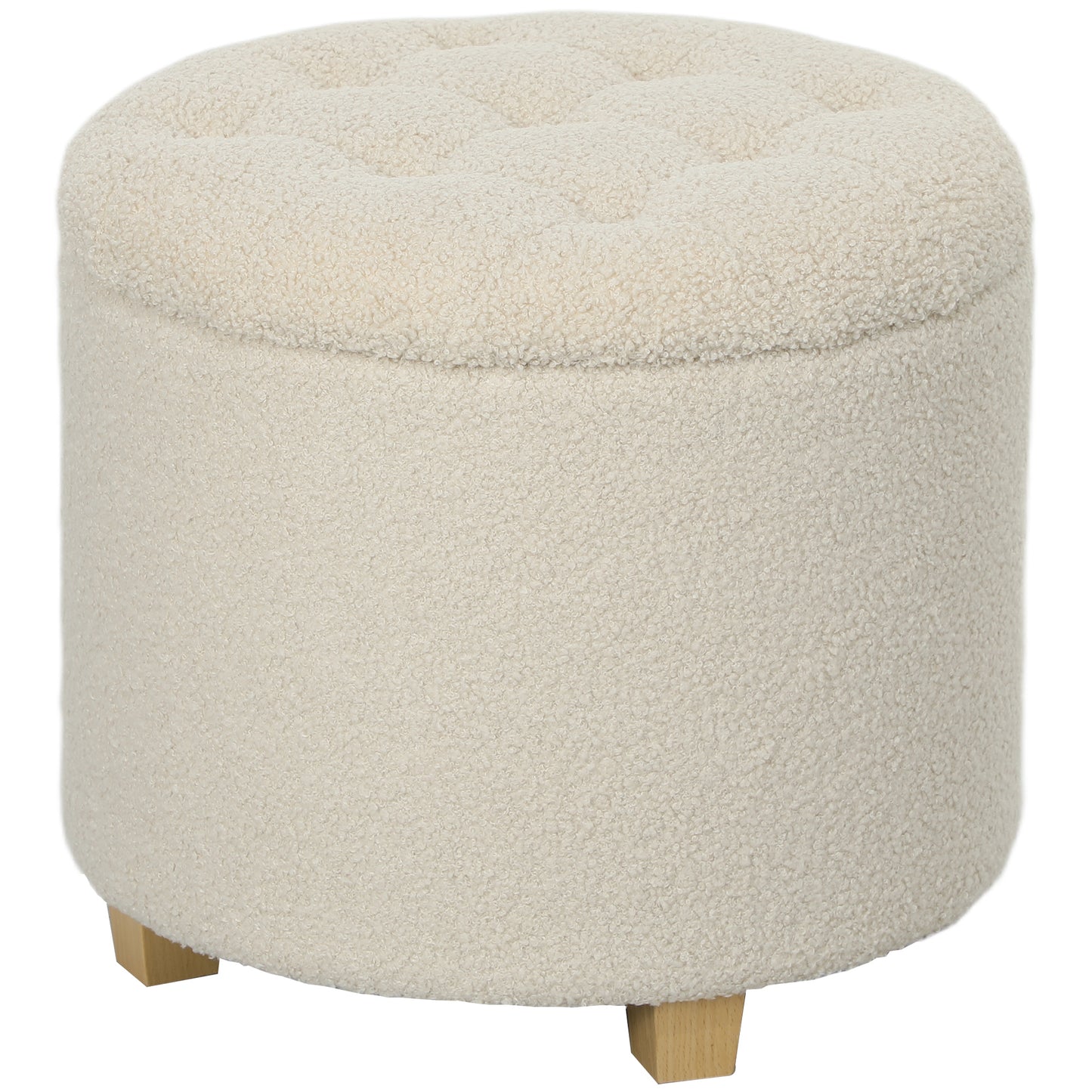 Photo of HOMCOM 40.5L Teddy Fleece Storage Ottoman - Cream White in White colour on a white background