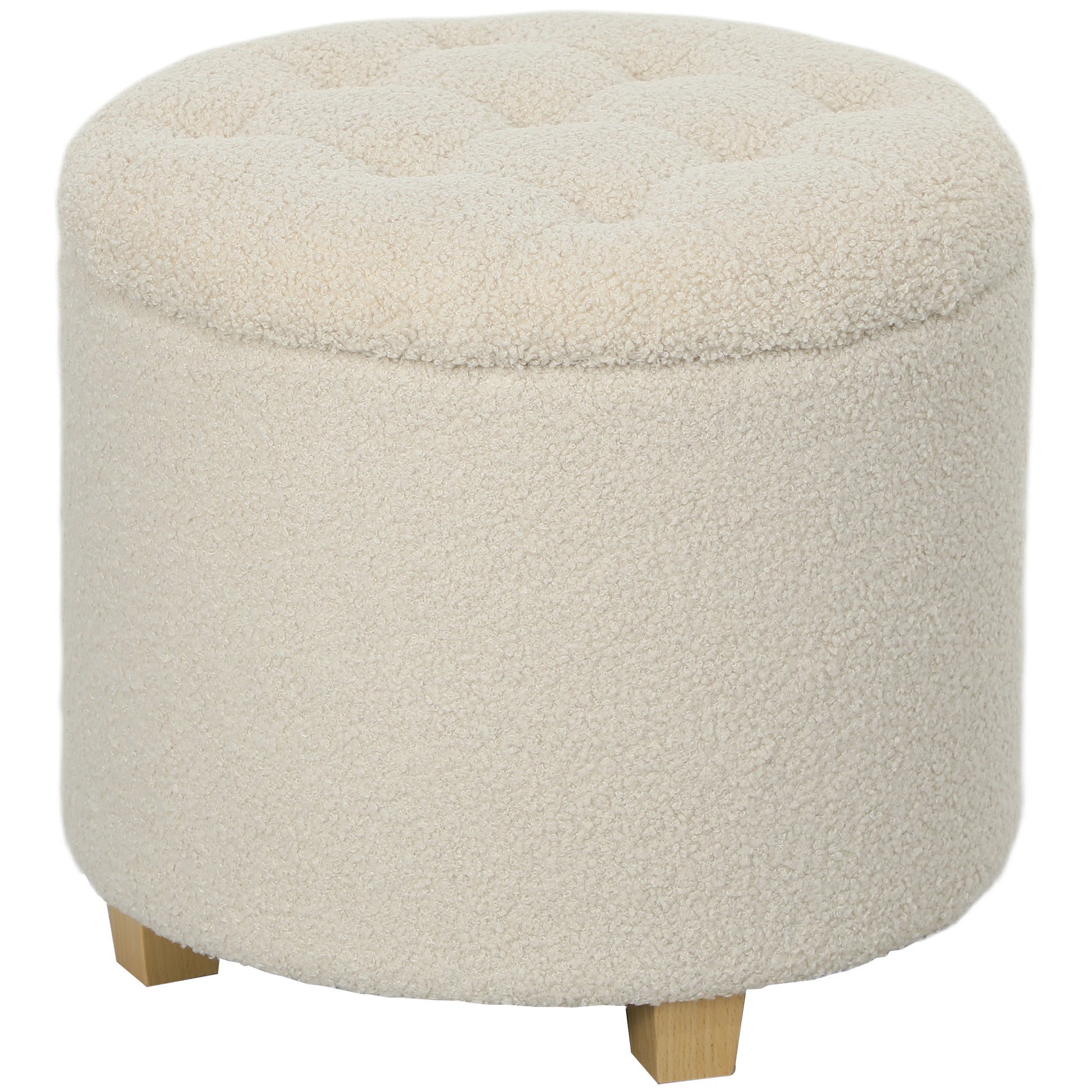 Photo of HOMCOM 40.5L Teddy Fleece Storage Ottoman - Cream White in White colour on a white background