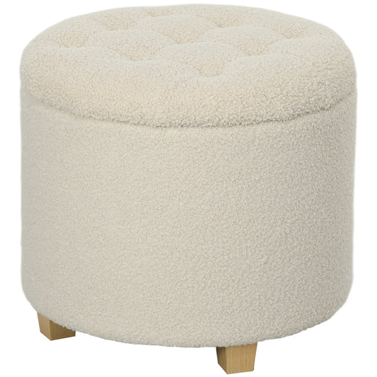 Photo of HOMCOM 40.5L Teddy Fleece Storage Ottoman - Cream White in White colour on a white background