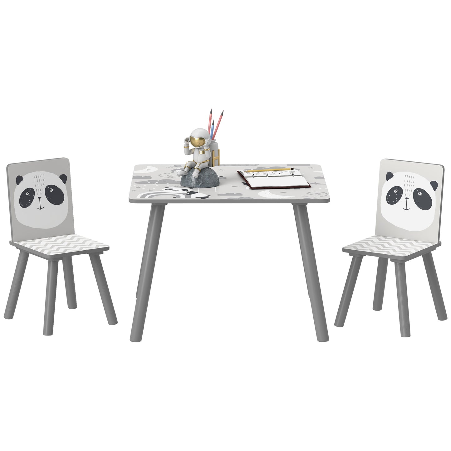 Photo of ZONEKIZ Kids Table and Chair Set, Toddler Table with 2 Chairs, Toddler Furniture Set, for Ages 3-8 Years - Grey in Grey colour on a white background