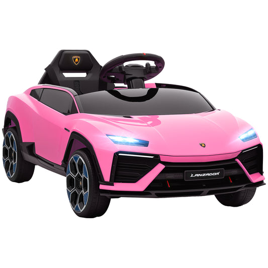 Photo of AIYAPLAY 12V Licensed Lamborghini Electric Cars for Kids, Ride On Car with Remote Control for 3-6 Years Old, Pink in Pink colour on a white background