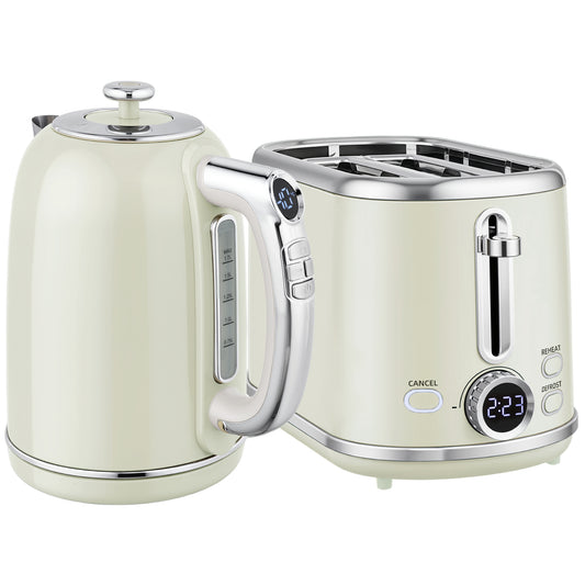 Photo of HOMCOM Polished Retro 40-100°C Kettle and Toaster Set - Grey in Grey colour on a white background