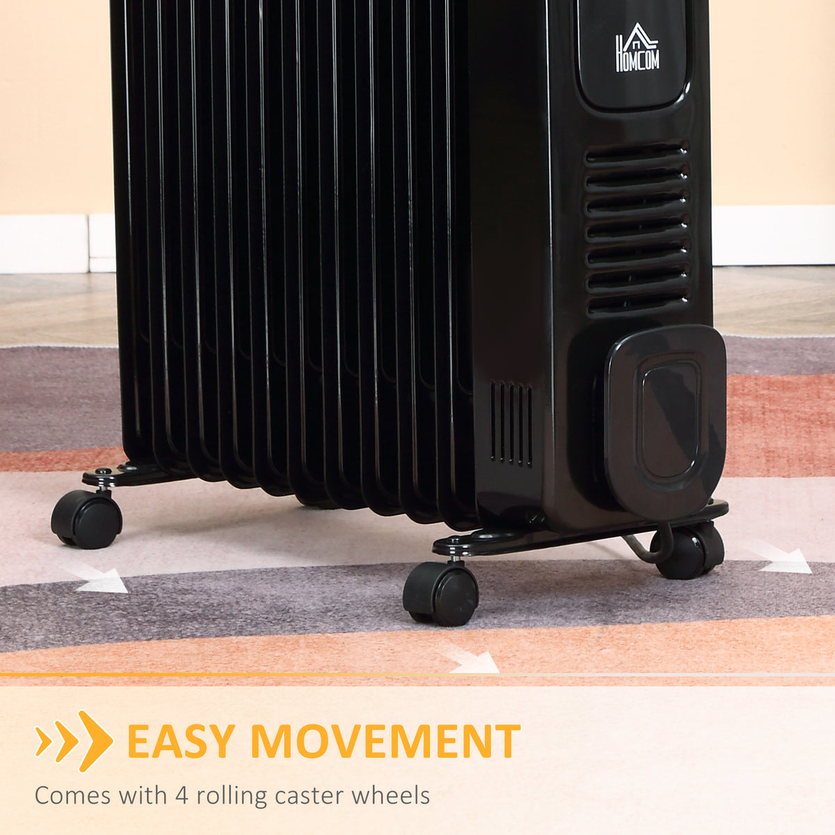 HOMCOM radiator heater base with four rolling caster wheels