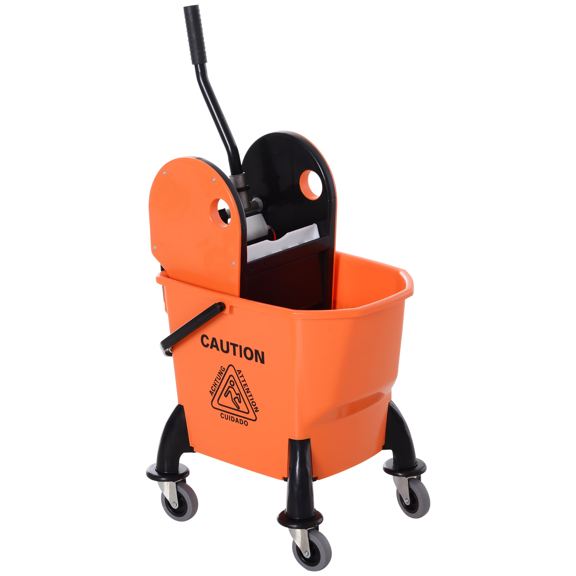 Photo of HOMCOM 25L Mop Bucket, with Wringer, Wheels and Handle - Orange in Orange colour on a white background