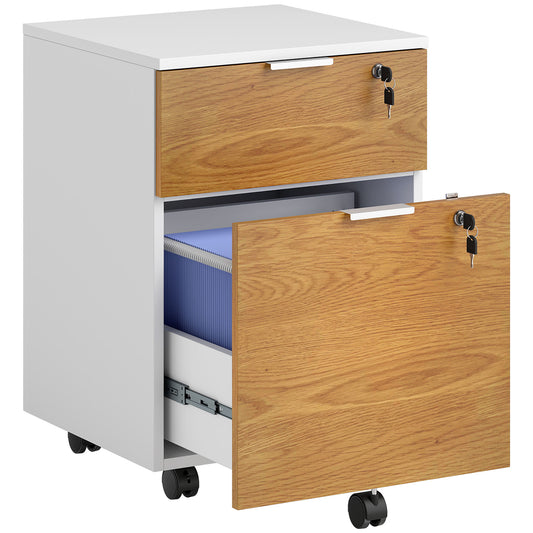 Photo of HOMCOM Two-Drawer Lockable Filing Cabinet - Wood Effect in Effect colour on a white background