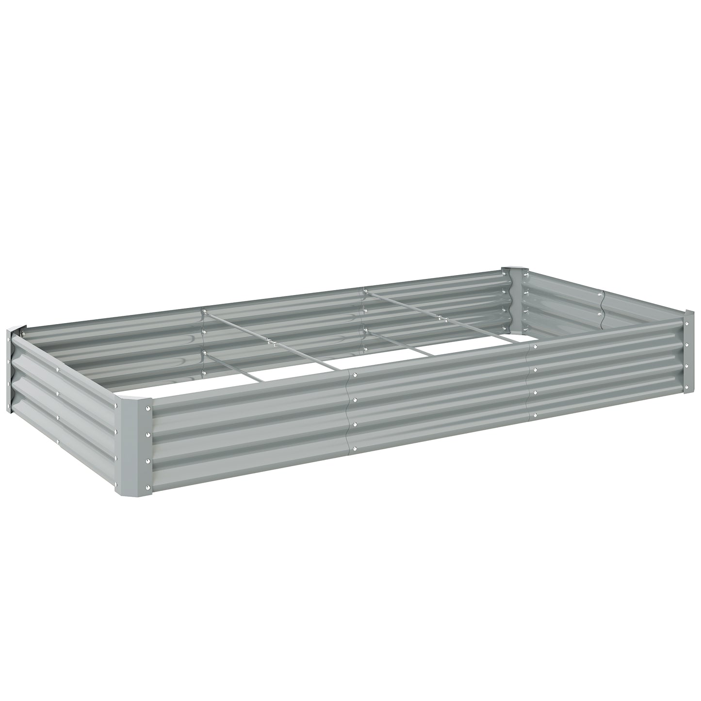 Photo of Outsunny 240 x 120cm Galvanised Steel Open Planter - Silver in Silver colour on a white background