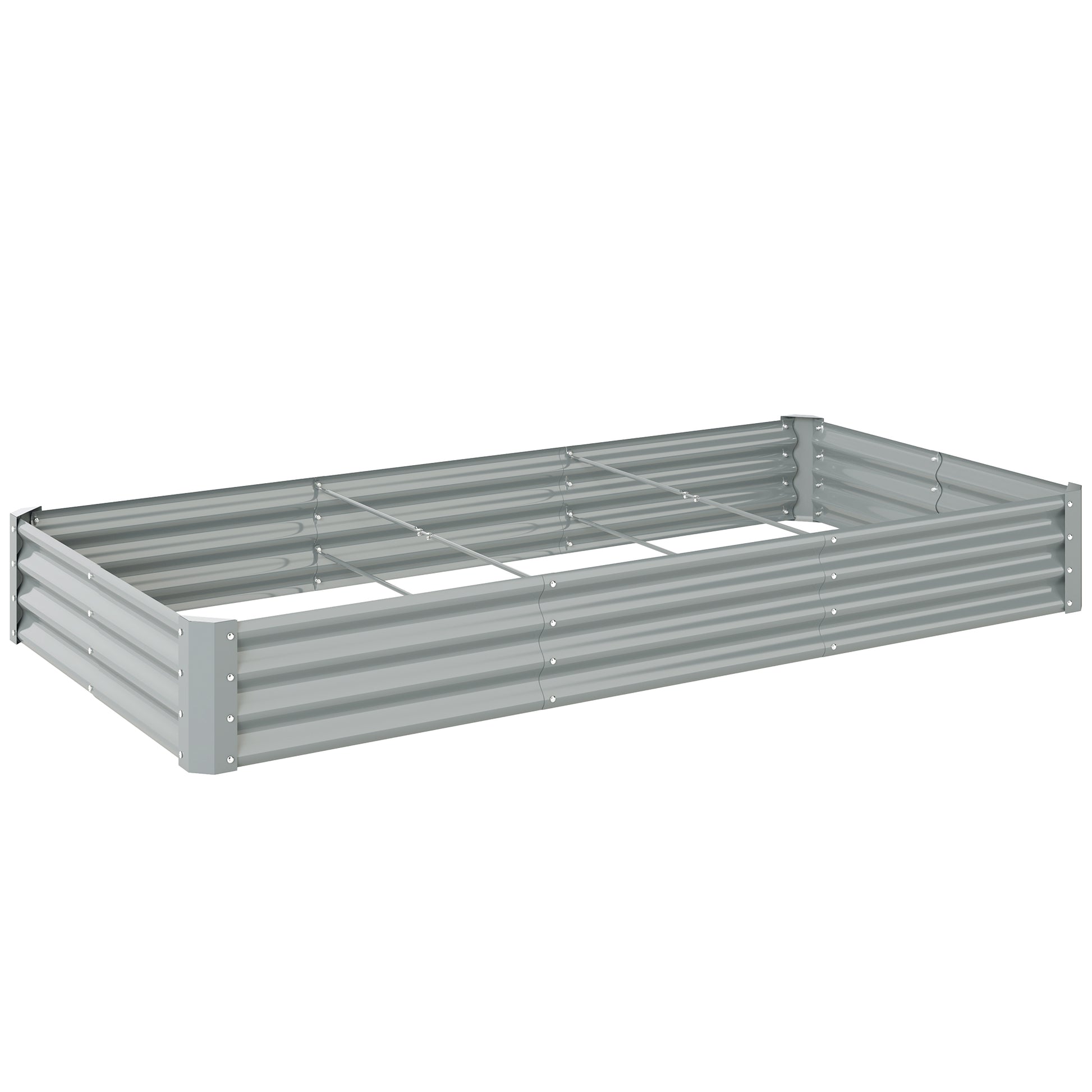 Photo of Outsunny 240 x 120cm Galvanised Steel Open Planter - Silver in Silver colour on a white background