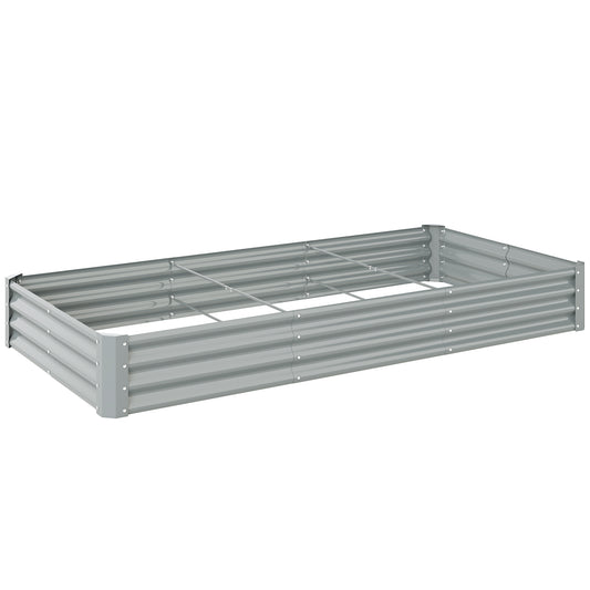 Photo of Outsunny 240 x 120cm Galvanised Steel Open Planter - Silver in Silver colour on a white background
