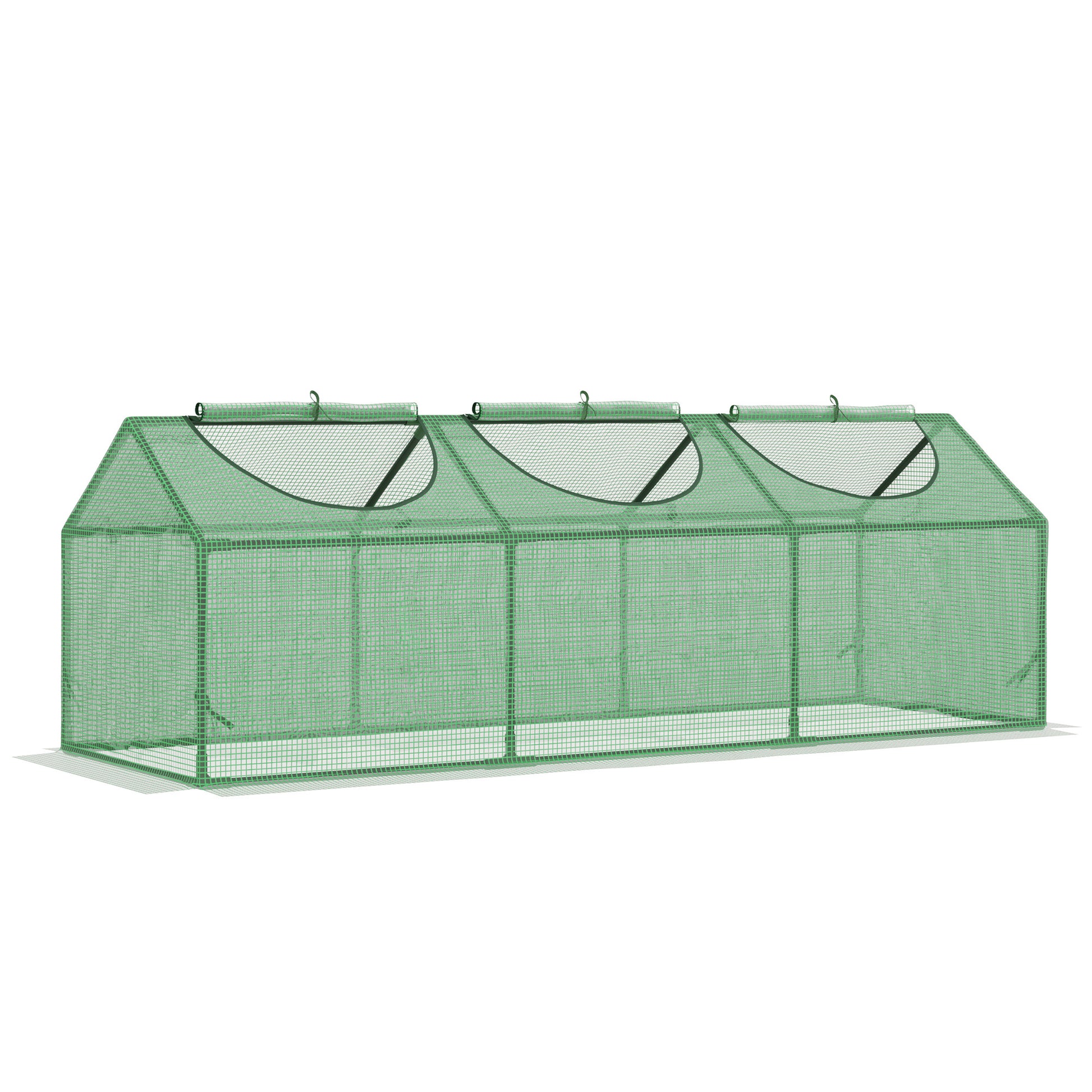 Photo of Outsunny Mini Greenhouse, Small Plant Grow House for Outdoor with Durable PE Cover, Observation Windows, 180 x 60 x 60 cm, Green in Green colour on a white background