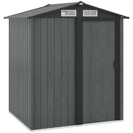 Photo of Outsunny 4.3 x 5ft Outdoor Garden Storage Shed - Grey Wood Effect in Effect colour on a white background