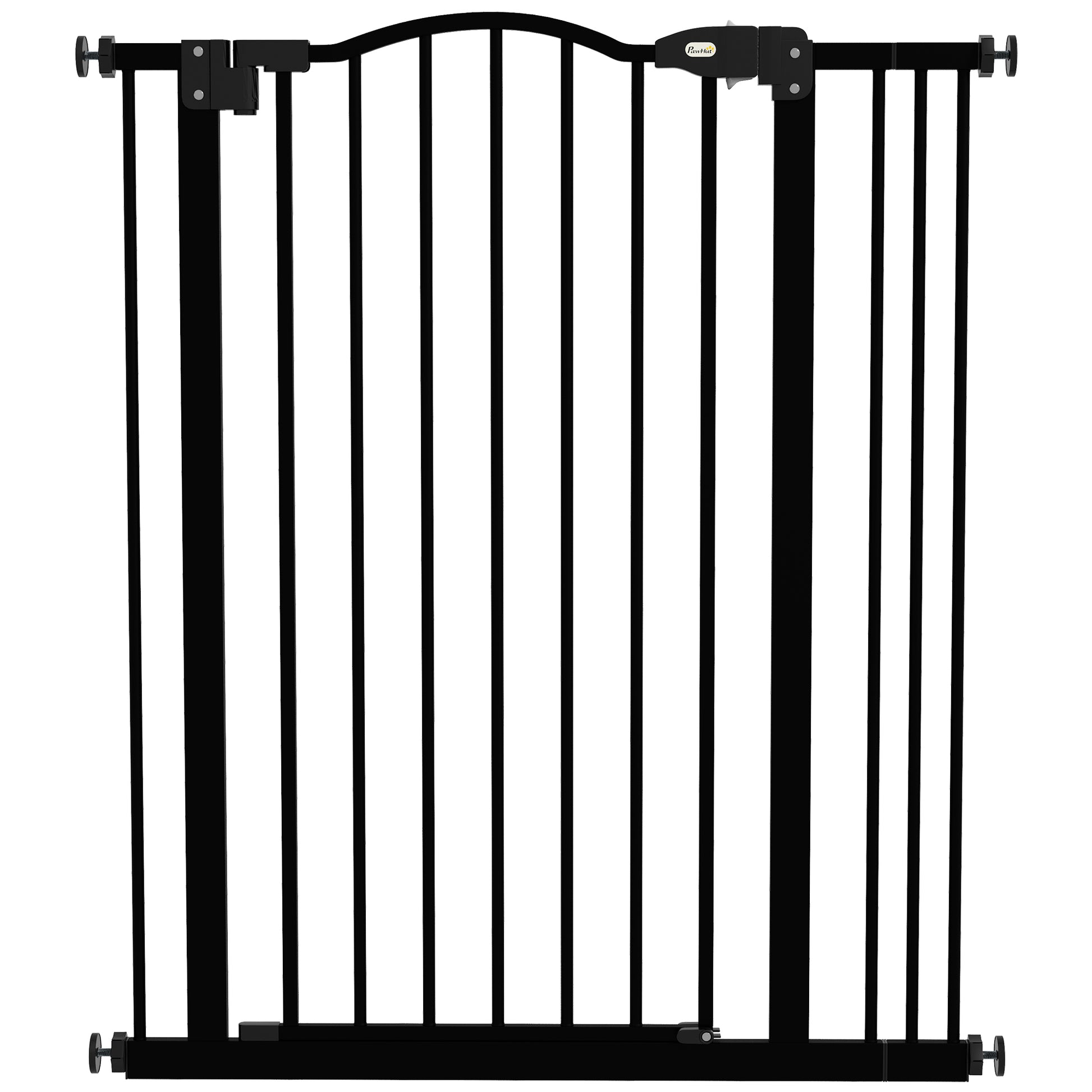 Photo of PawHut Metal Pet Safety Gate Dog Gate Folding Fence 74-87cm, Black in Black colour on a white background
