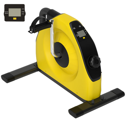 Photo of SPORTNOW Mini Exercise Bike, Portable Pedal Exerciser with LCD Display for Legs, Arms, Rehabilitation, Therapy, Yellow in Yellow colour on a white background