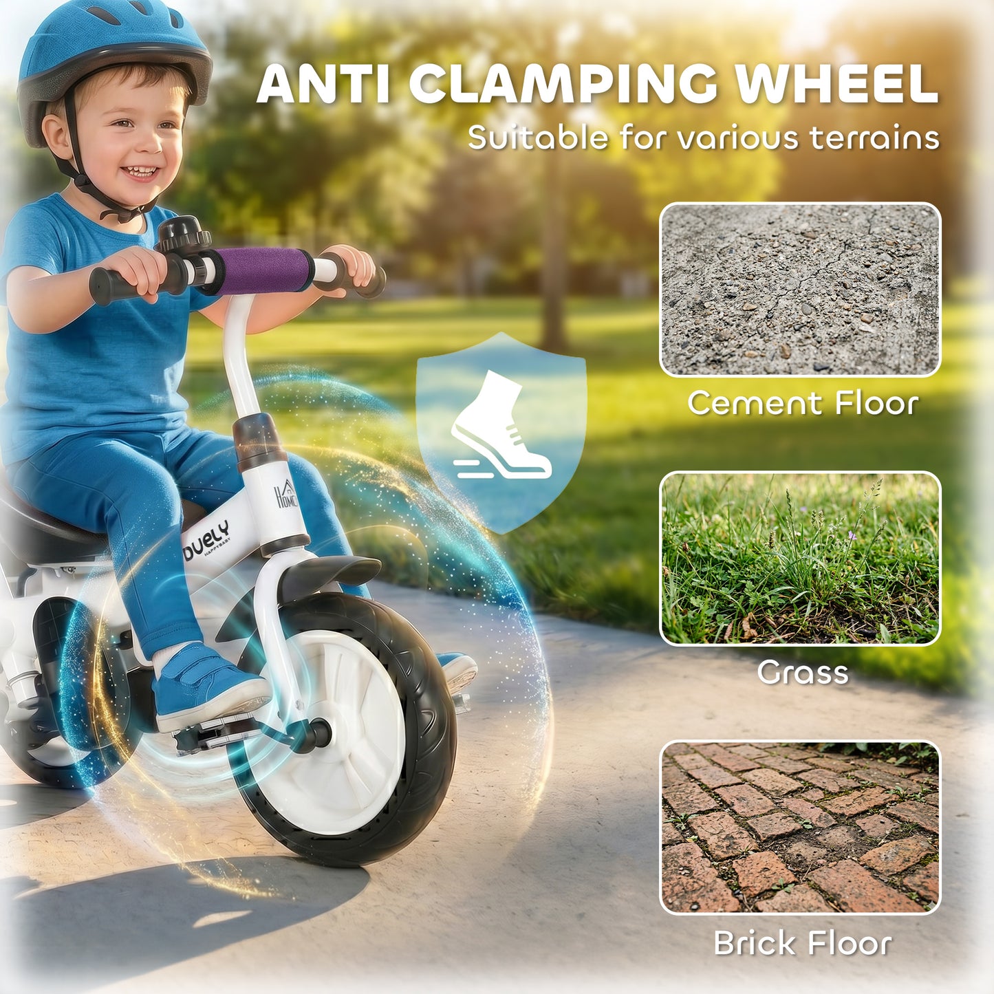 HOMCOM 6 in 1 Kids Trike Push Bike w/ Push Handle, Canopy, 5-point Seat Belt, Storage, Footrest, Brake, for 1-5 Years, Purple