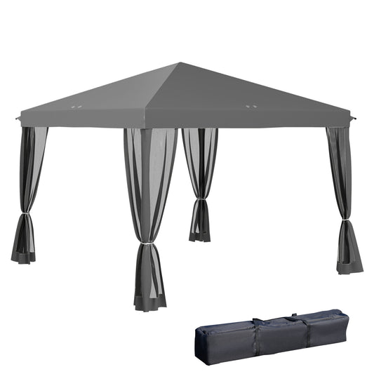 Photo of Outsunny 3 x 3 m Pop Up Gazebo, 420D Garden Tent Canopy with Removable Mesh Sidewall Netting, Carry Bag for Garden Patio Outdoor, Light Grey in Grey colour on a white background