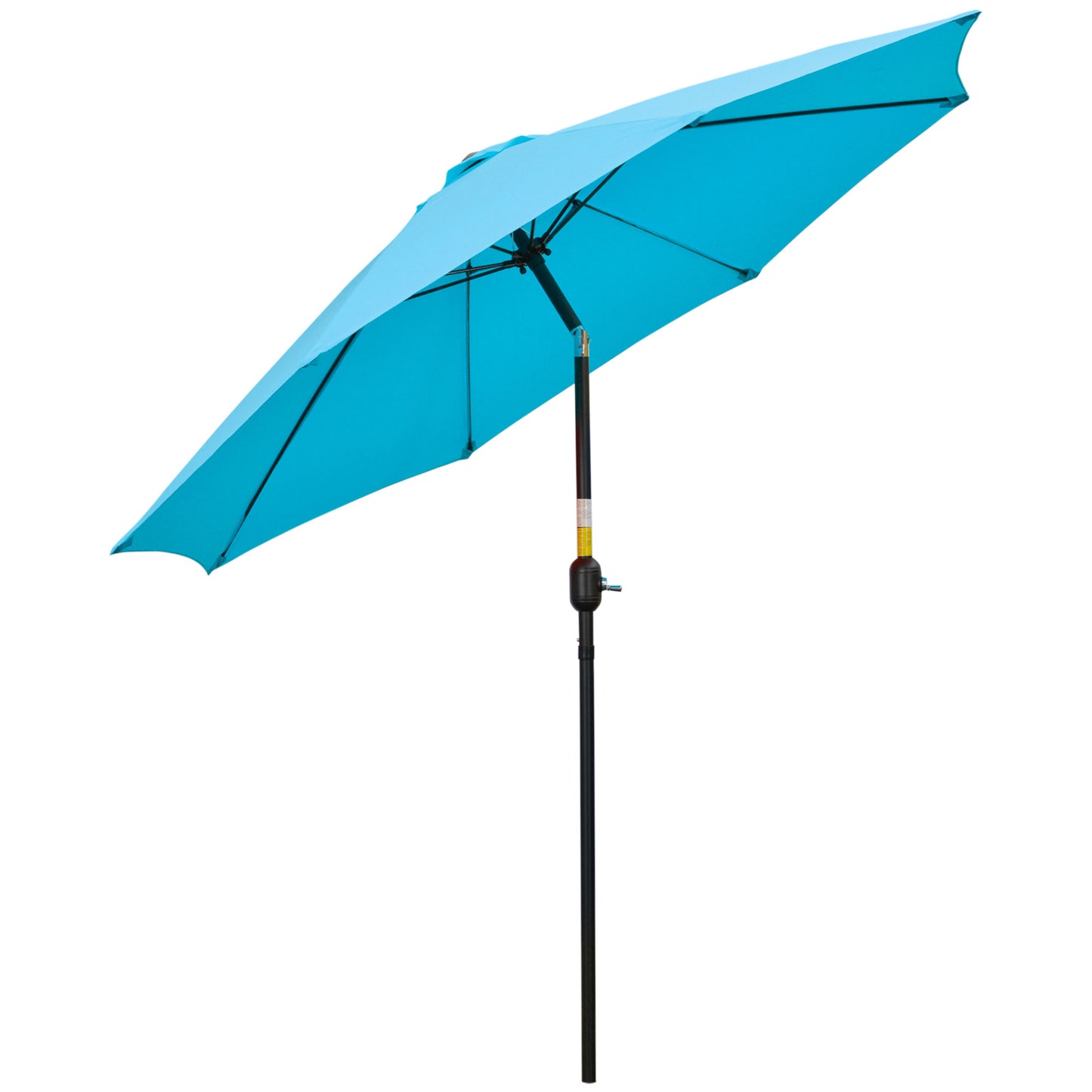Photo of Outsunny 2.6M Patio Parasol Sun Umbrella, Tilt Shade Shelter Canopy with Crank 8 Ribs Aluminium Frame, Blue in Blue colour on a white background