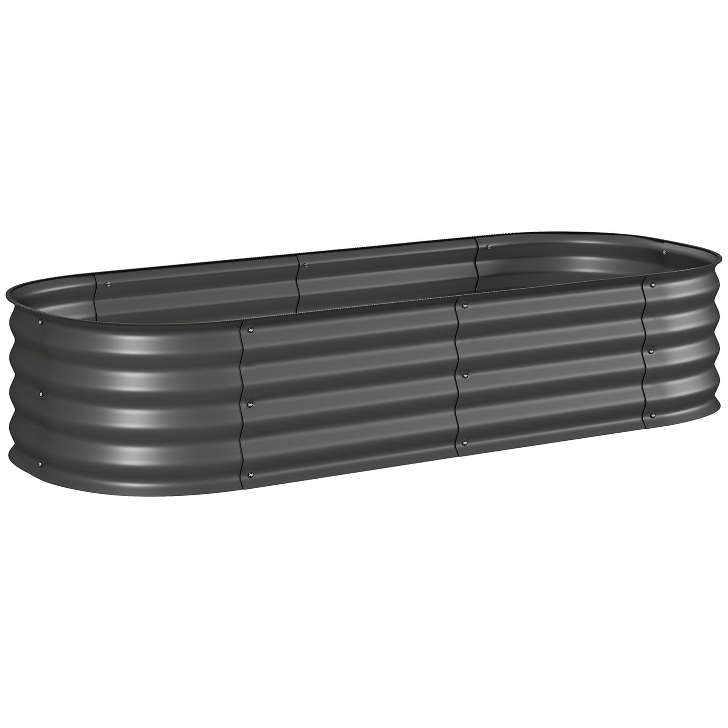 Photo of Outsunny Galvanised Raised Garden Bed, Metal Planter Box with Safety Edging, for Flowers, Herbs, Succulents, Dark Grey in Grey colour on a white background