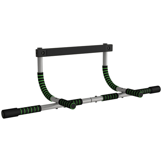 Photo of HOMCOM Doorway Pull up Bar, Door Frame Chin up Push up Bar for Home Gym Upper Body Workout, No Drilling or Screws, Green in Green colour on a white background