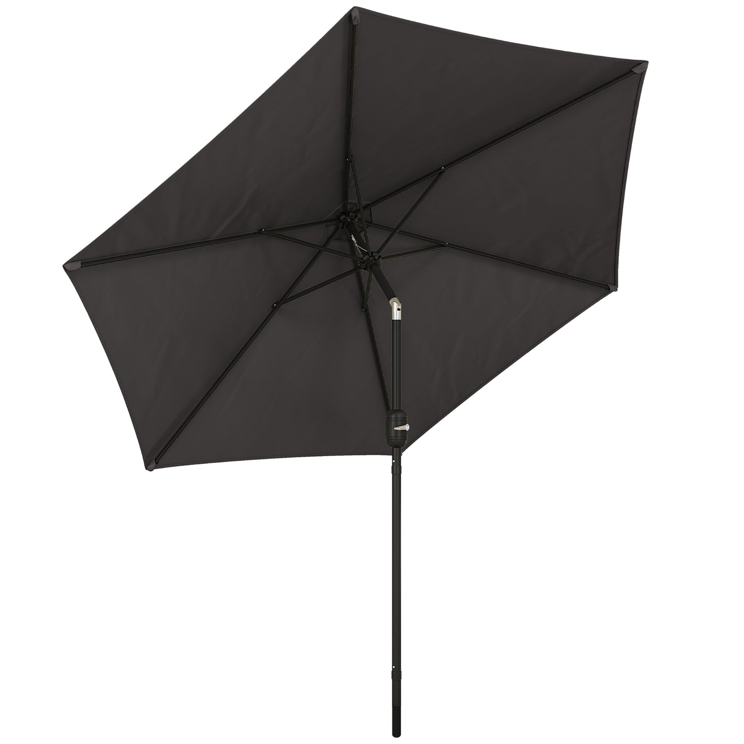 Photo of Outsunny 2.6 m Garden Parasol Umbrella with Aluminium Pole, Outdoor Patio Umbrella with Tilt and Crank, Vent, Black in Black colour on a white background