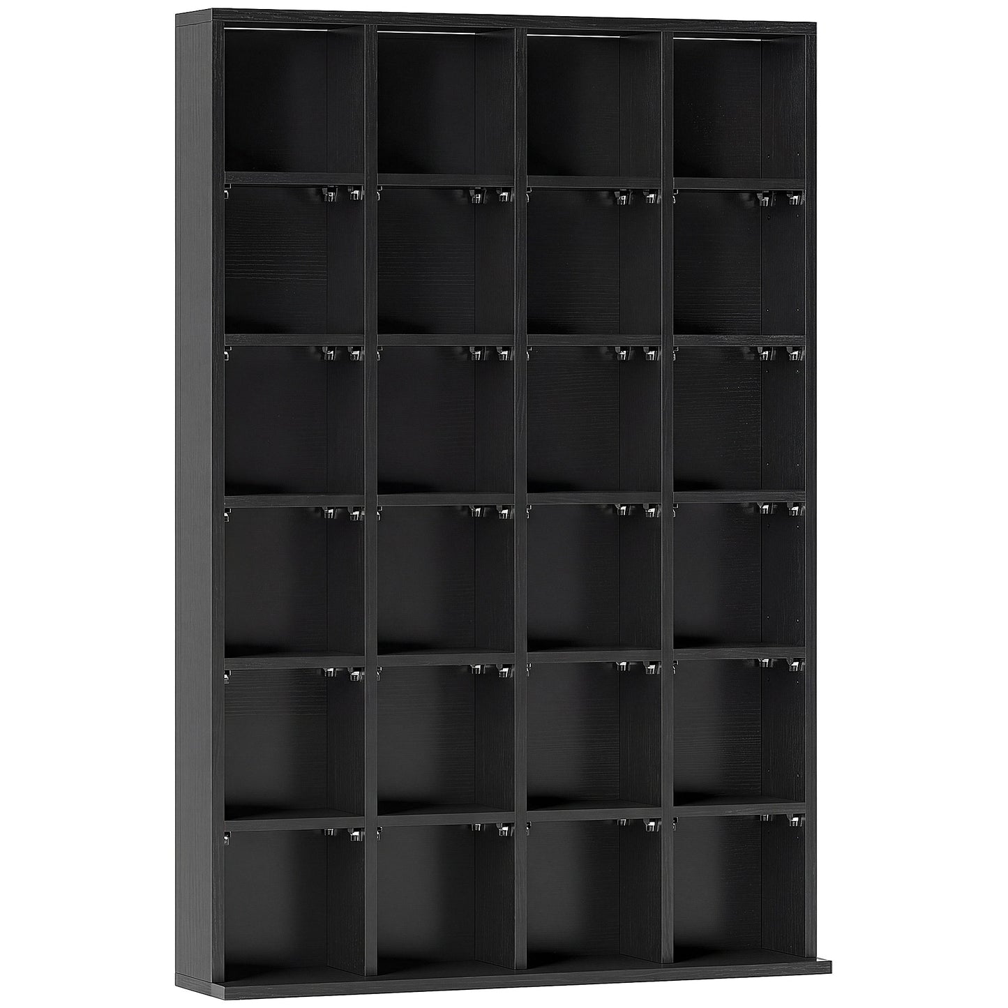 Photo of HOMCOM CD Storage Unit with Adjustable Shelves, 89 x 130.5 cm, Black in Black colour on a white background