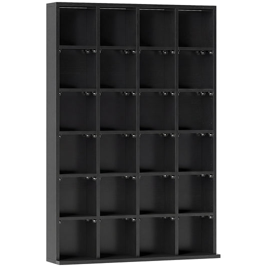 Photo of HOMCOM CD Storage Unit with Adjustable Shelves, 89 x 130.5 cm, Black in Black colour on a white background