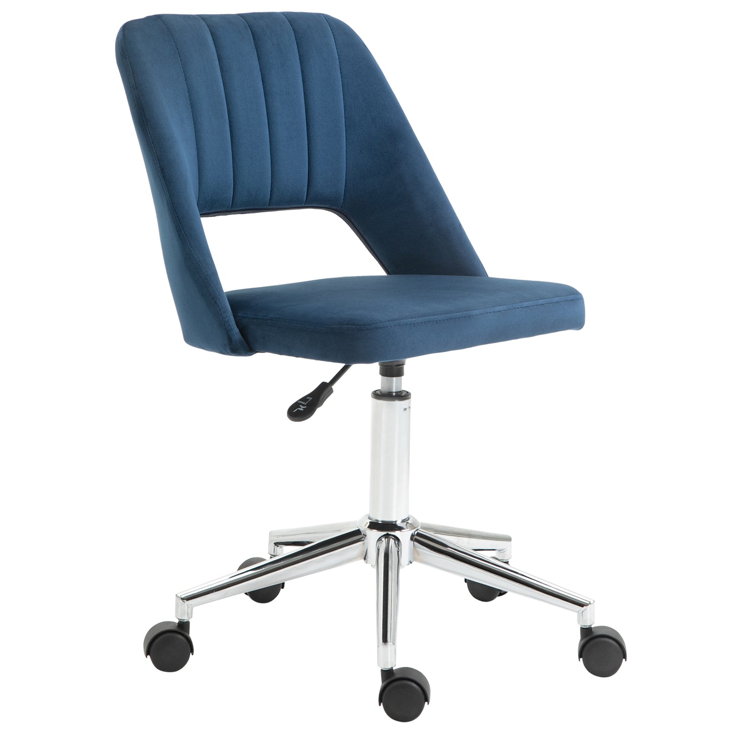 Photo of Vinsetto Armless Velvet-Feel Office Chair - Dark Blue in Blue colour on a white background